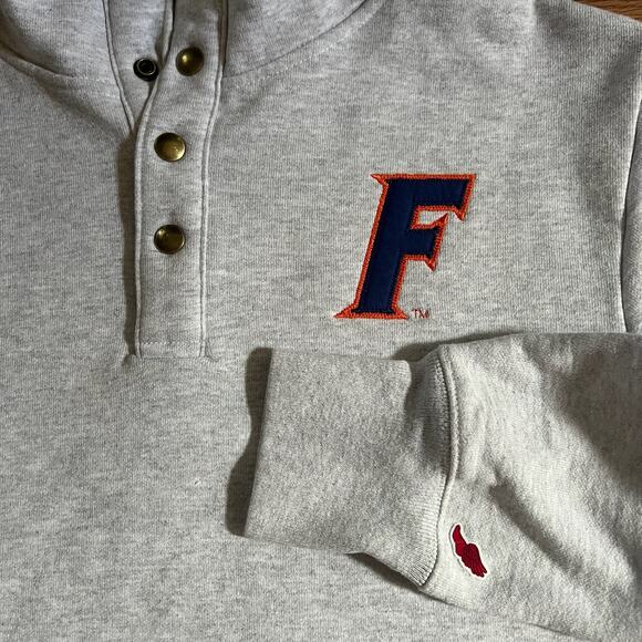 League Florida Gators Pullover Sweatshirt L Heather Gray Sueded Fleece UF Snap - Picture 5 of 9